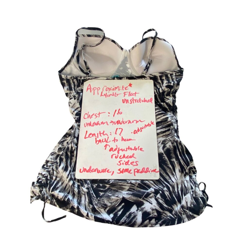 Spanx Love Your Assets Daydream Push Up Black White Tankini Ruched Sides Large - Picture 10 of 12